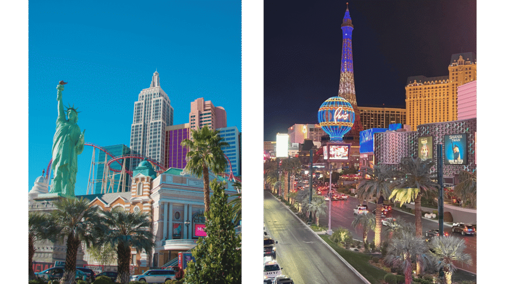 balade sur le strip de las vegas de jour comme de nuit